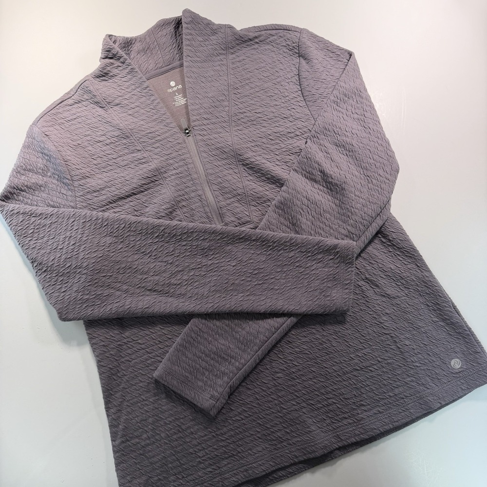 Apana‎ Women's Half Zip Pullover Active Wear Purple Textured Athleisure Large
